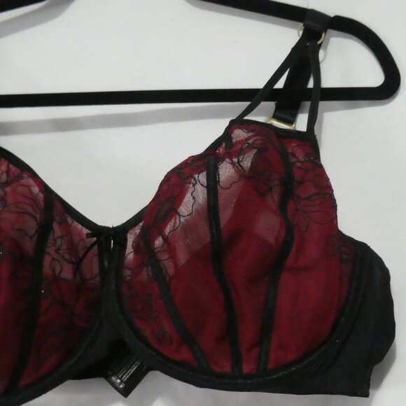 AG - ASHLEY GRAHAM | 40 DDD | Burgundy and Black Lace Accented Bra - Picture 5 of 16
